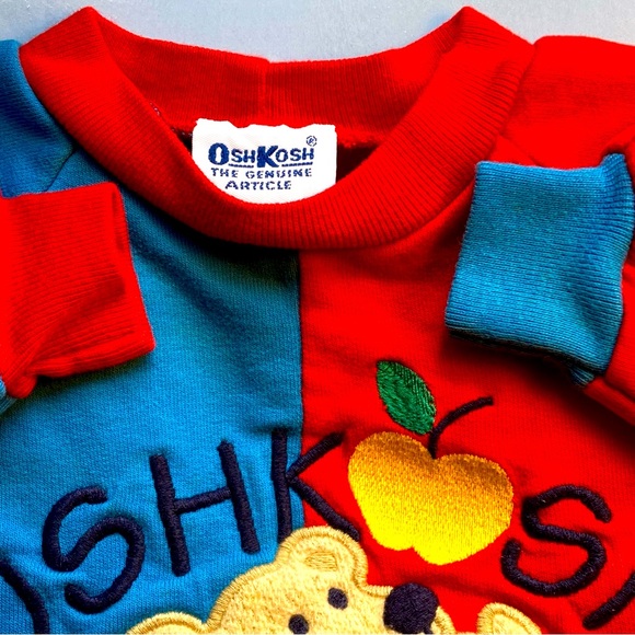 Vintage Oshkosh Blue and Red Apple Bear Romper - Picture 5 of 14